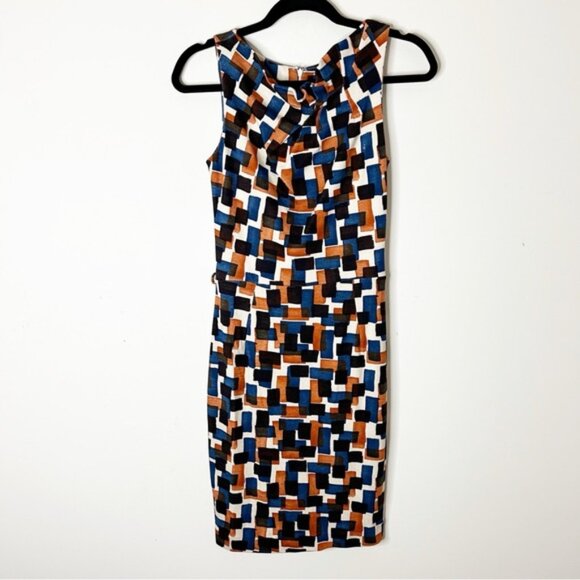 MANGO Suit Mini Dress Pencil sleeveless geometric pattern Size XS - Picture 6 of 16